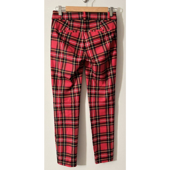 J. Crew Tartan Winnie Pants Red Black Plaid Women's 00 - Picture 2 of 3